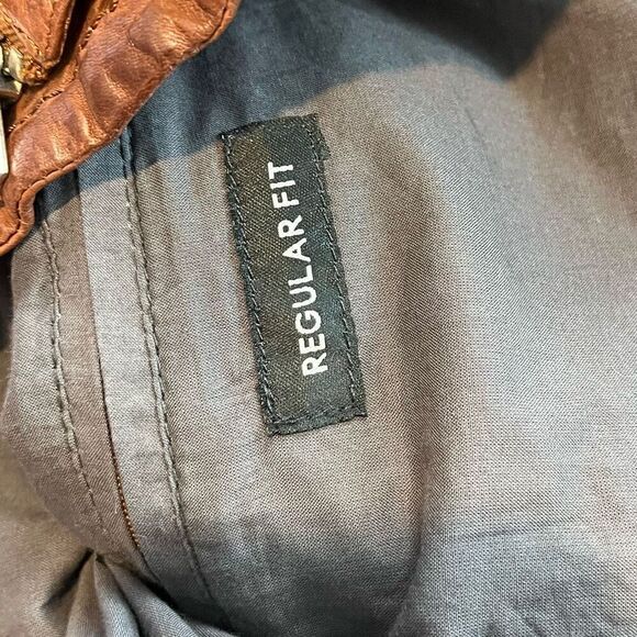 Mauritius Cognac Brown Leather Fayola RF Full Zip Moto Jacket Women's Size 6 - Picture 7 of 9